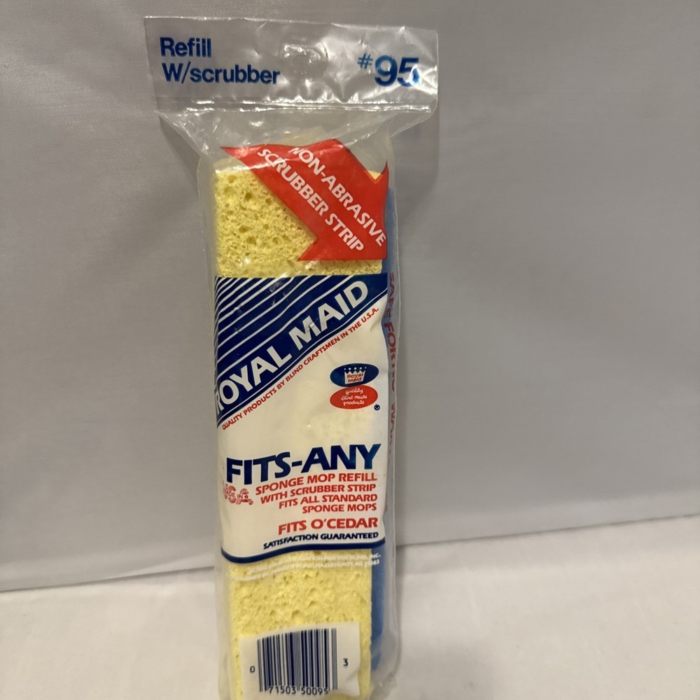Royalmaid Sponge Mop with With Scrubber Strip Refill Fits O'Cedar‎ VTG #95